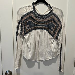 Free People cropped long sleeve with buttoned neck